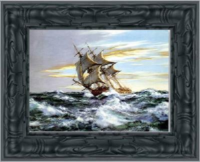 framed  unknow artist Seascape, boats, ships and warships. 139, Ta3118-1